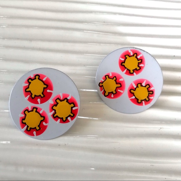 Vintage Jewelry - Vintage 80’s enamel abstract pop art geometric post earrings